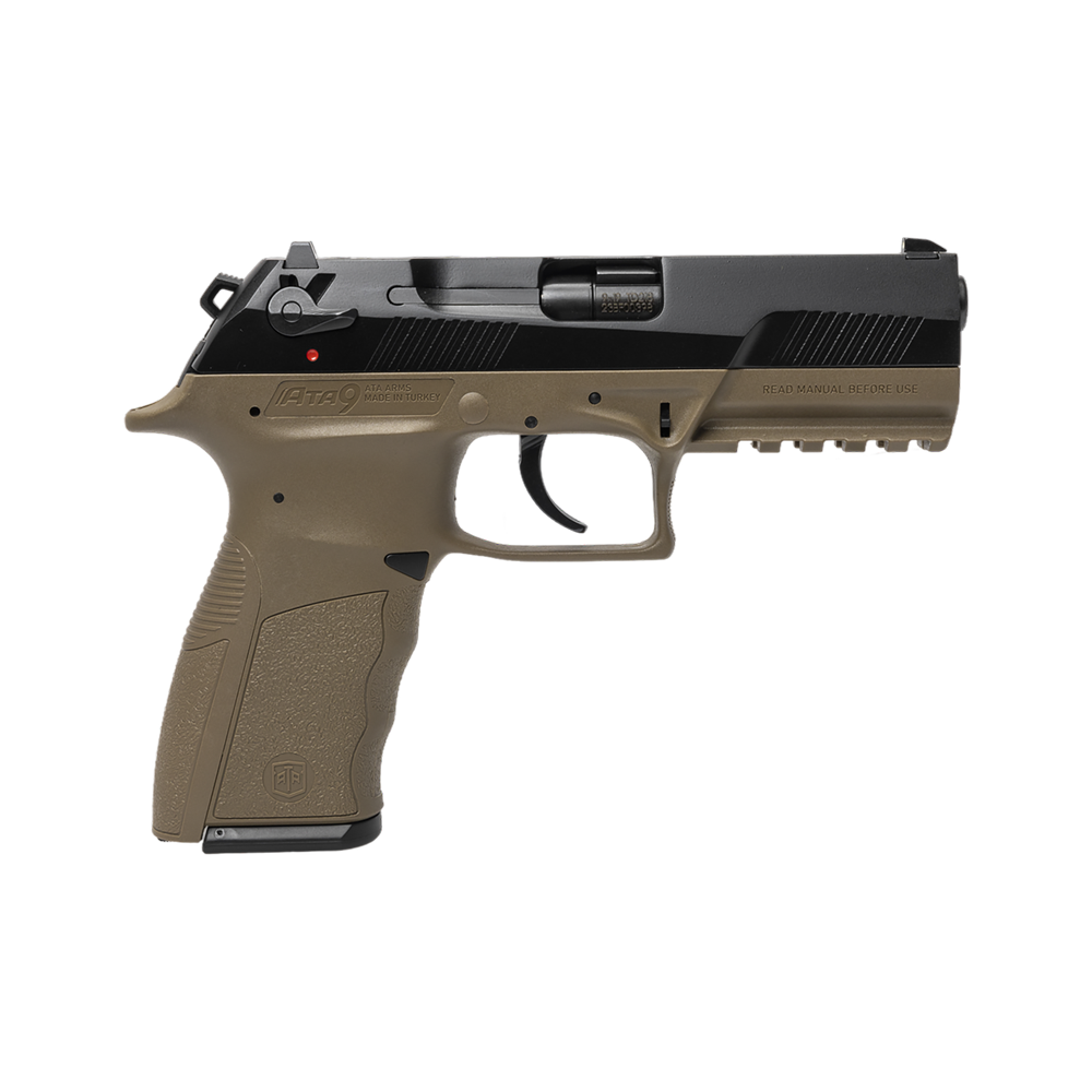 Пистолет АТА9 калибр 9*19 мм, FDE, черный затвор, серая рамка. Фото №1