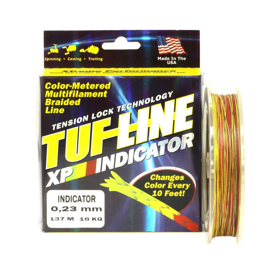 Шнур плетеный Tuf-Line Indicator XP 137м 0,10мм, 7кг, 3 цвета. Фото №1