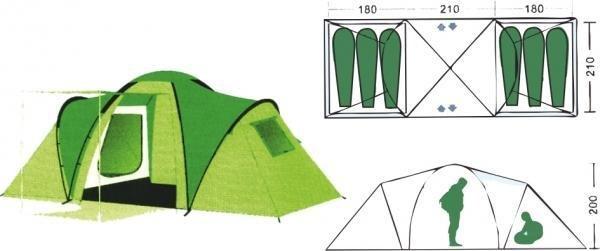 Палатка туристическая Remington 6-местная (180+210+180)*210*200. Фото №2 Палатка туристическая Remington 6-местная (180+210+180)*210*200. Фото №2