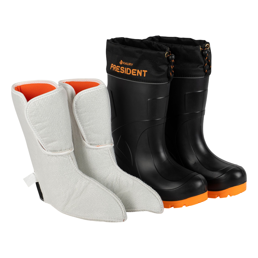 Сапоги KAURY PRESIDENT ЭВА (подошва ПУ, с манжетой, утепленные, PW черно-орнанжевый) р. 43/44. Фото №2