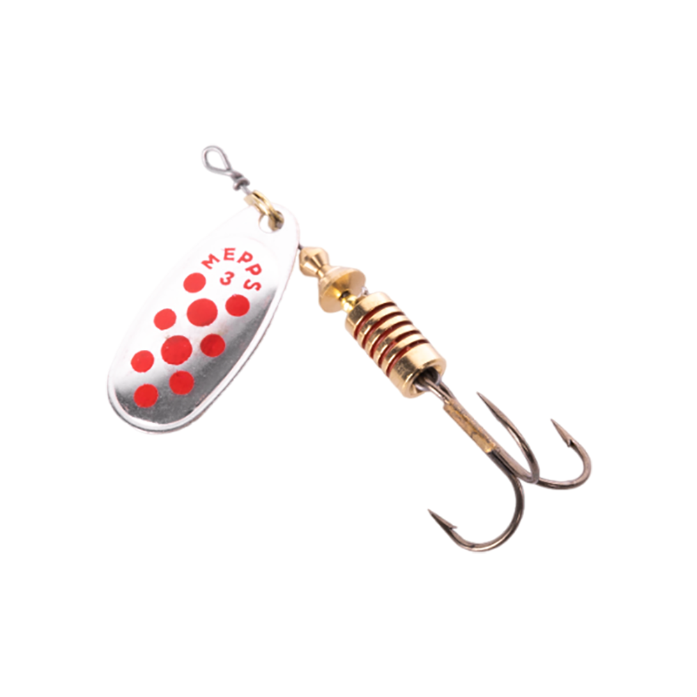 Блесна вращающаяся Mepps Comet PTS №3, 6,5гр, цвет (Silver/Red Dots) серебро/красные точки. Фото №1 Блесна вращающаяся Mepps Comet PTS №3, 6,5гр, цвет (Silver/Red Dots) серебро/красные точки. Фото №1