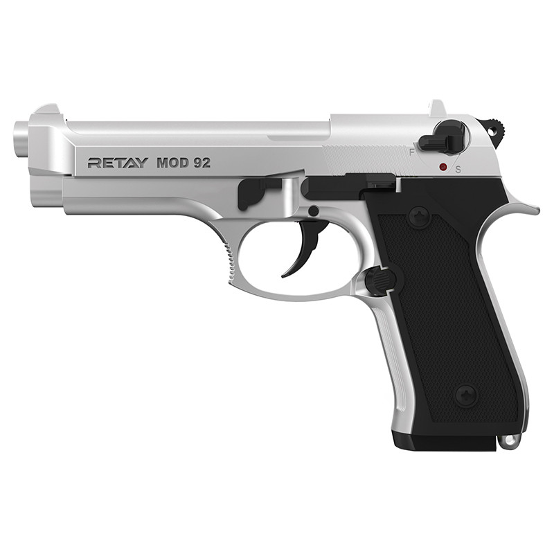 Пистолет охолощенный RETAY MOD92, (Beretta 92), Хром, калибр 9mm. P.A.K. Фото №2