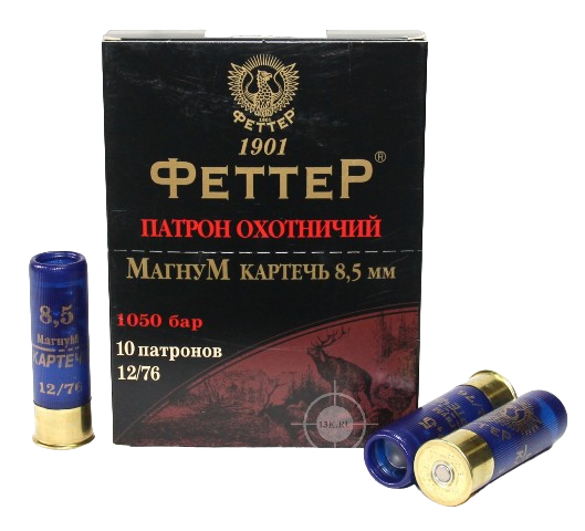 Патрон ФЕТТЕР МАГНУМ 12/76 картечь (8,5мм) 37гр. (пачка 10 шт.) (в коробке 100 шт.). Фото №2