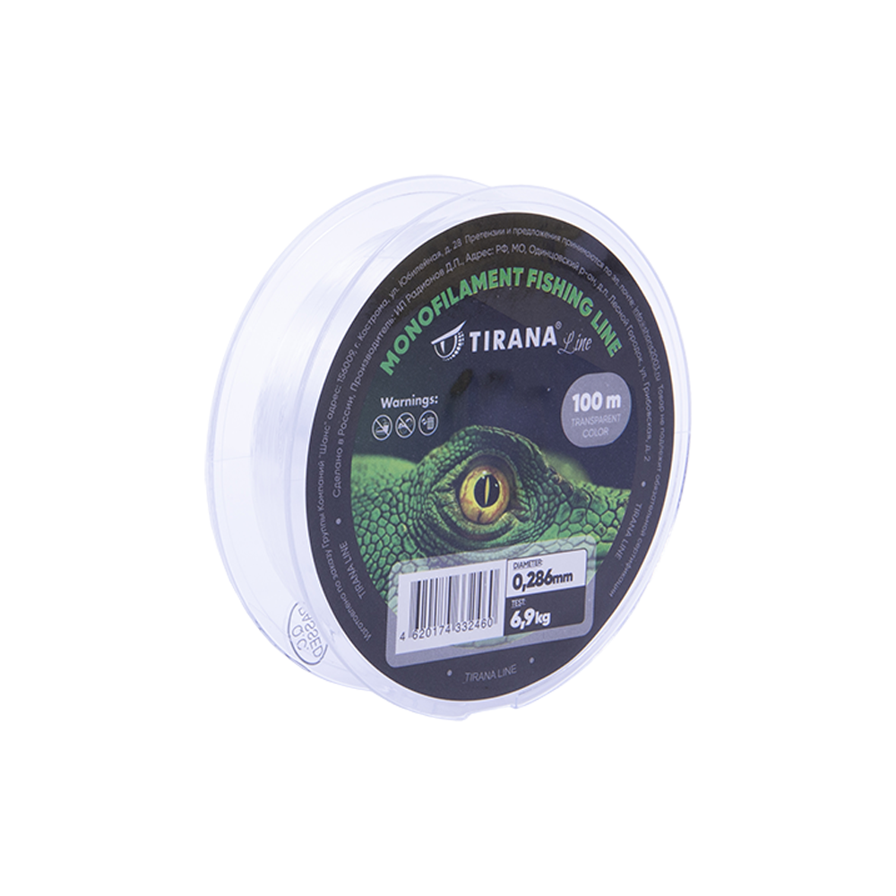 Леска монофильная прозрачная TIRANA LINE 100м - 0,286. Фото №2 Леска монофильная прозрачная TIRANA LINE 100м - 0,286. Фото №2
