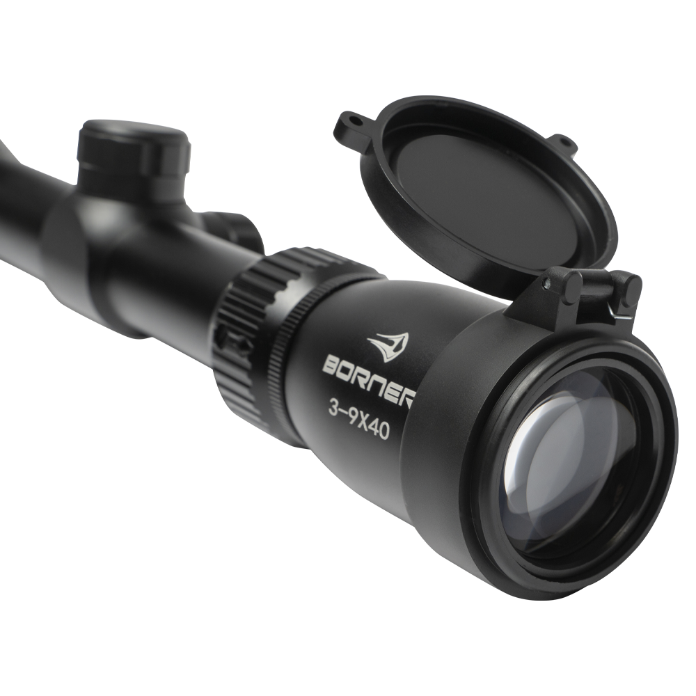 Прицел оптический BORNER 3-9x40 Mildot (крышки + кольца). Фото №8