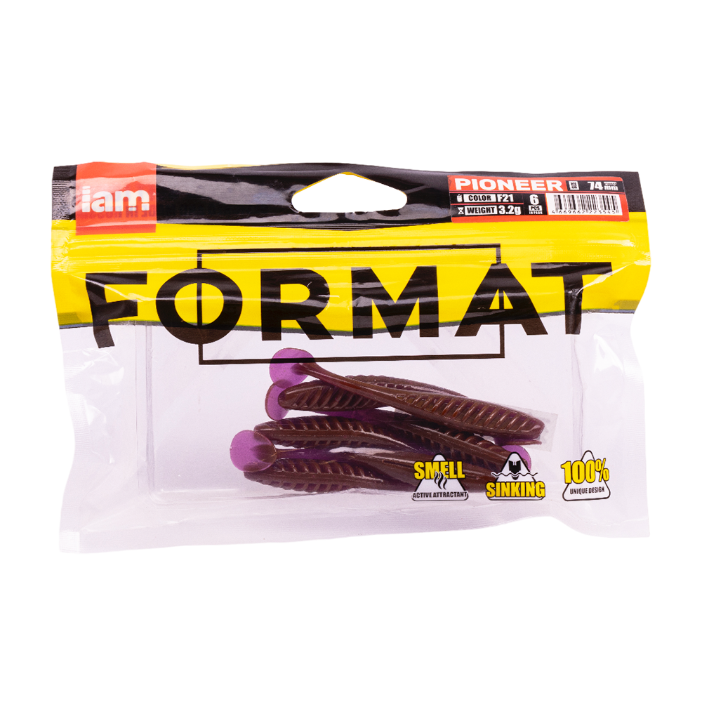 Силиконовая приманка FORMAT PIONEER 74mm, цвет F21, (6шт). Фото №5