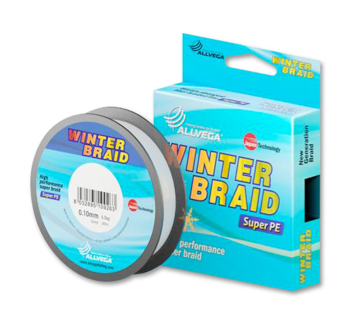 Леска плетеная ALLVEGA «WINTER BRAID STRANDS» 30м 0,12 (7,78 kg) (серая). Фото №2