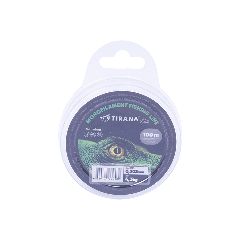 Леска монофильная прозрачная TIRANA LINE 100м - 0,203. Фото №1