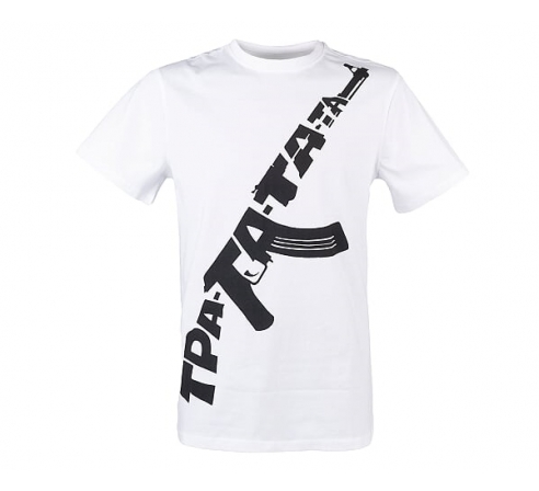 Футболка КАЛАШНИКОВ "Тра-та-та-Та", (белая,100% хлопок) р. XL. Фото №2