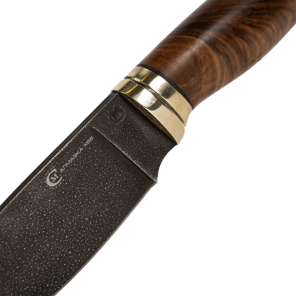 Нож МС "Разделочный", кованая сталь, ХВ5, лит. мельхиор, орех (кап). Фото №6