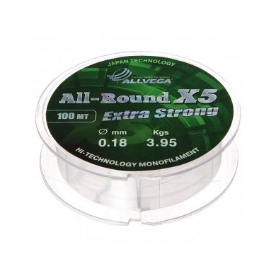 Леска ALLVEGA "ALL-ROUND X5" 50м 0.14мм 2,64кг прозрачная. Фото №1