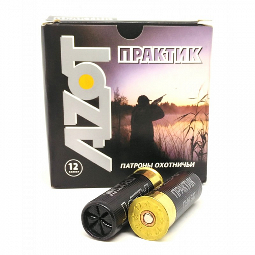 Патрон АЗОТ 12/70 охотничий дробовой 32г ПРАКТИК №0000 (в пачке 10 шт) (в коробке 250шт). Фото №1