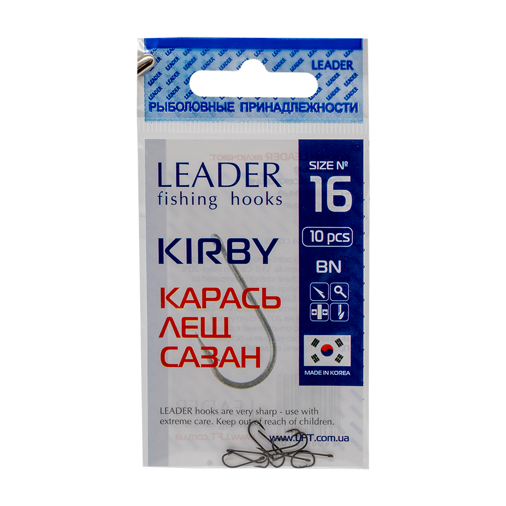 Крючки Leader KIRBY, color BN, №16 (10шт). Фото №1 Крючки Leader KIRBY, color BN, №16 (10шт). Фото №1