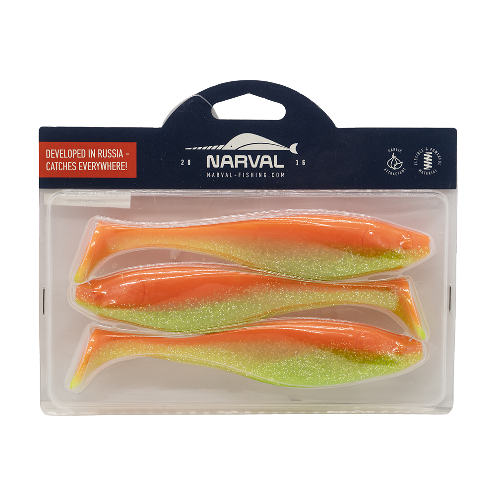 Приманка силиконовая Narval Commander Shad 160мм, (3шт. упак.) цвет (#023) Carrot. Фото №2