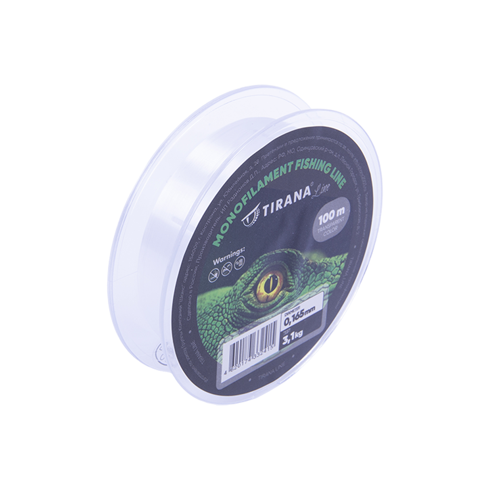 Леска монофильная прозрачная TIRANA LINE 100м - 0,165. Фото №2