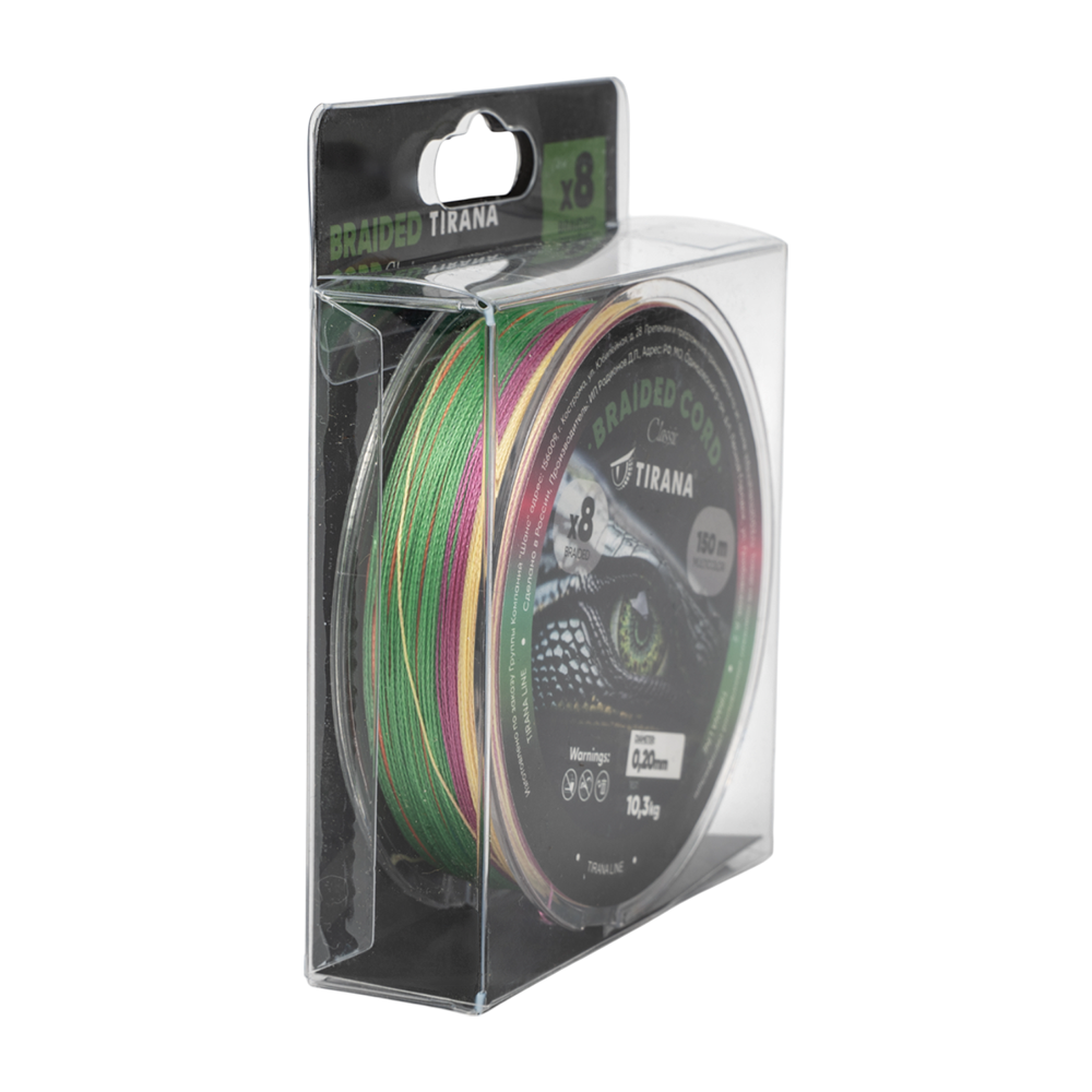 Шнур плетеный Tirana Classic X8 PE 150м, d0,20 (multicolor). Фото №3
