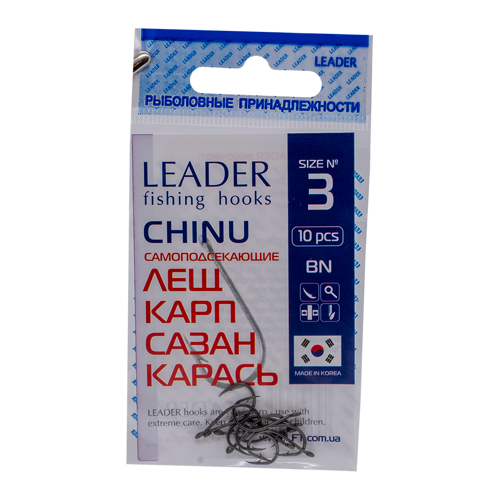 Крючки Leader CHINU, color BN, 3 (10шт). Фото №1 Крючки Leader CHINU, color BN, 3 (10шт). Фото №1