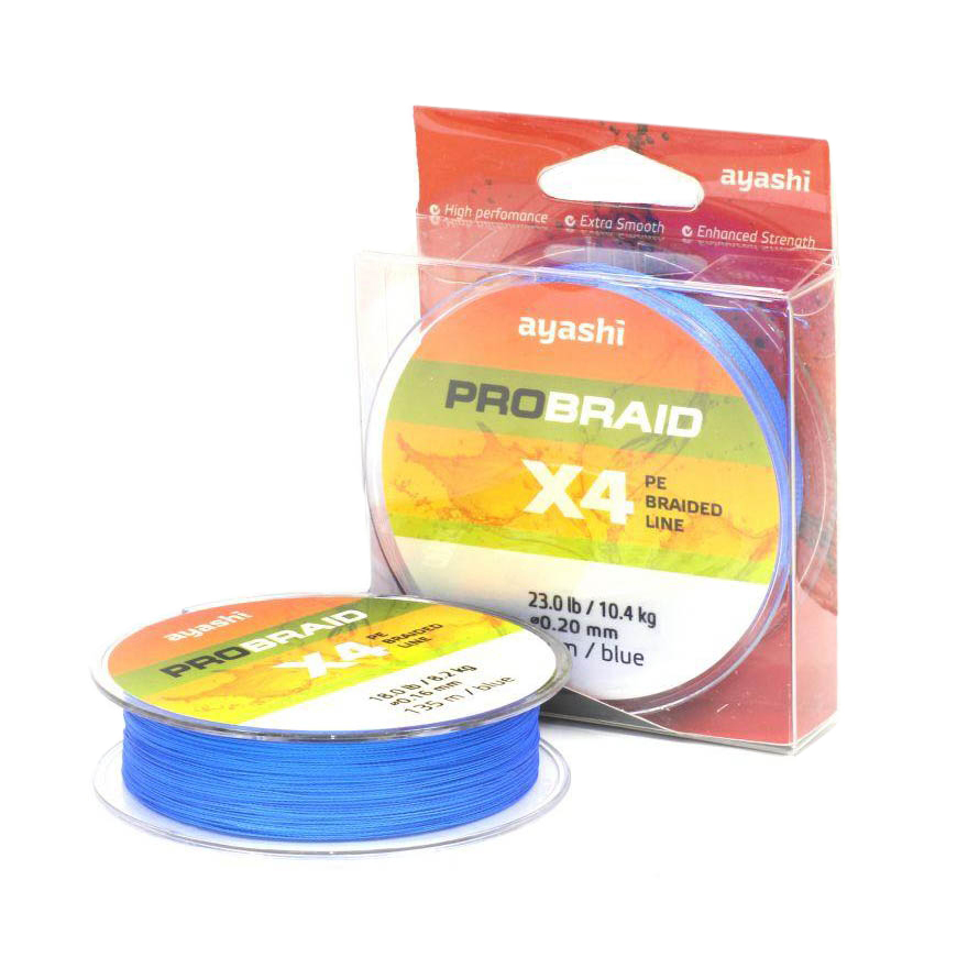 Плетеный шнур Ayashi PRO BRAID-X4 (blue) d-0,10mm. Фото №2