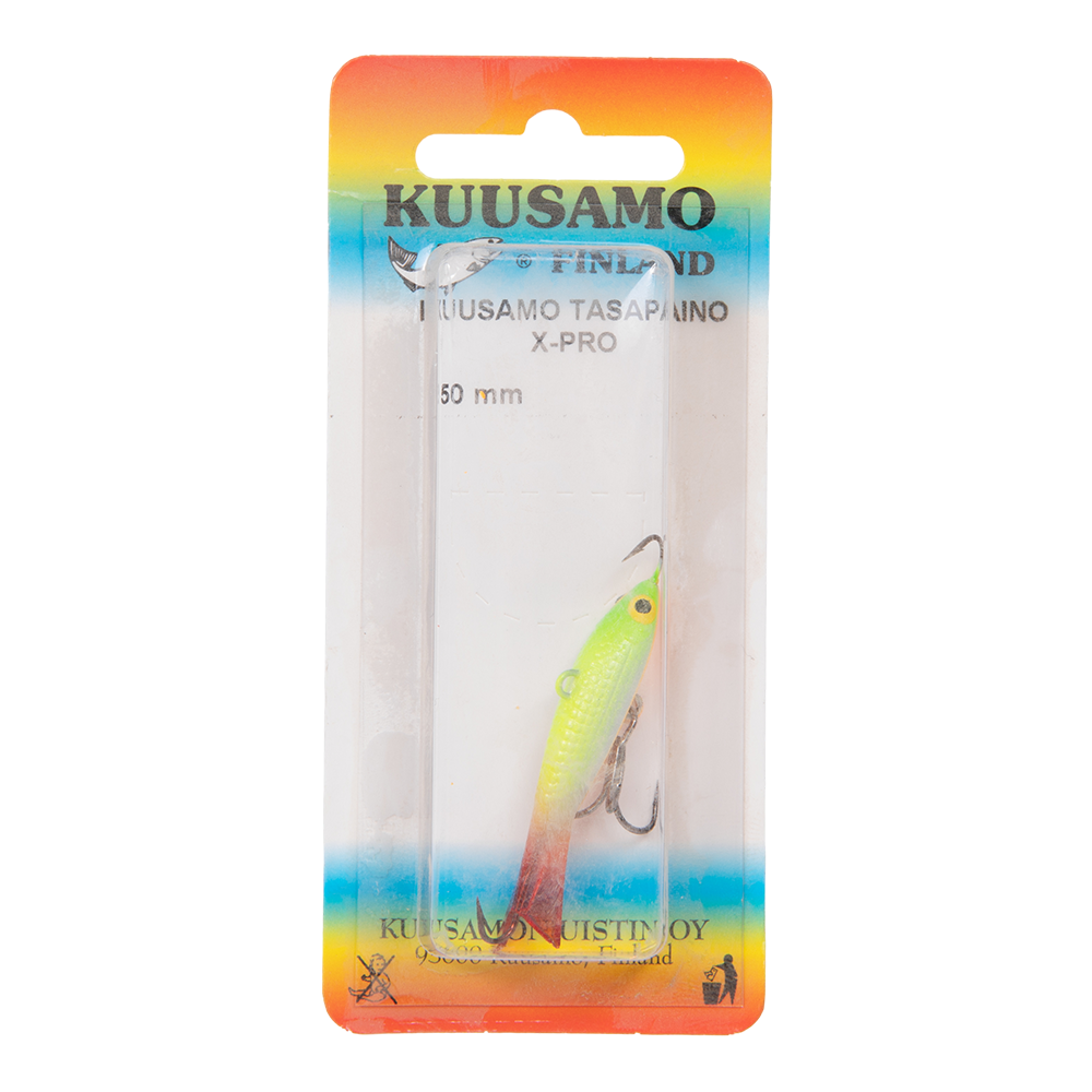 Балансир Kuusamo Tasapaino X-PRO 50мм, 6гр, цвет (GLOW/FRG/FYE/W-O) с тройником. Фото №1 Балансир Kuusamo Tasapaino X-PRO 50мм, 6гр, цвет (GLOW/FRG/FYE/W-O) с тройником. Фото №1