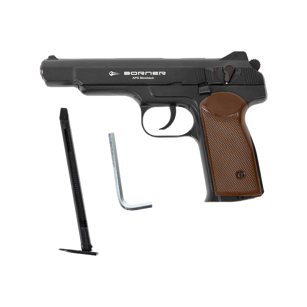 Пистолет пневматический BORNER APS Blowback Black, калибр 4,5 мм/BBs . Фото №11 Пистолет пневматический BORNER APS Blowback Black, калибр 4,5 мм/BBs . Фото №11