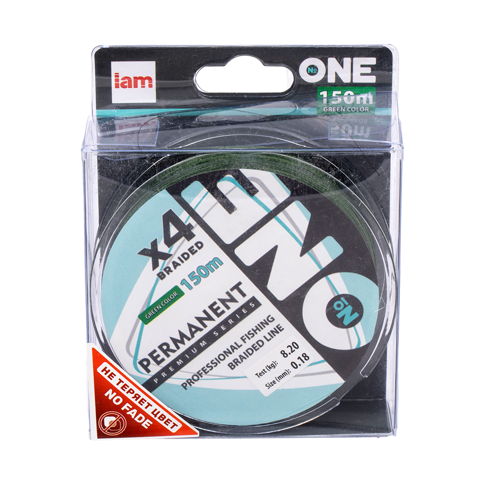 Плетеная леска №ONE PERMANENT Х4-150 (green) d0.18. Фото №1 Плетеная леска №ONE PERMANENT Х4-150 (green) d0.18. Фото №1