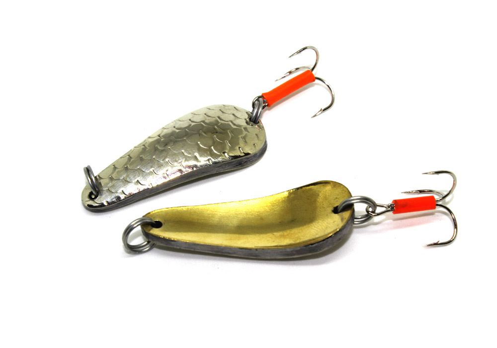 Блесна ЖОР Олли 45мм, 17гр, цвет (латунь/нейзильбер) тройник. Фото №2