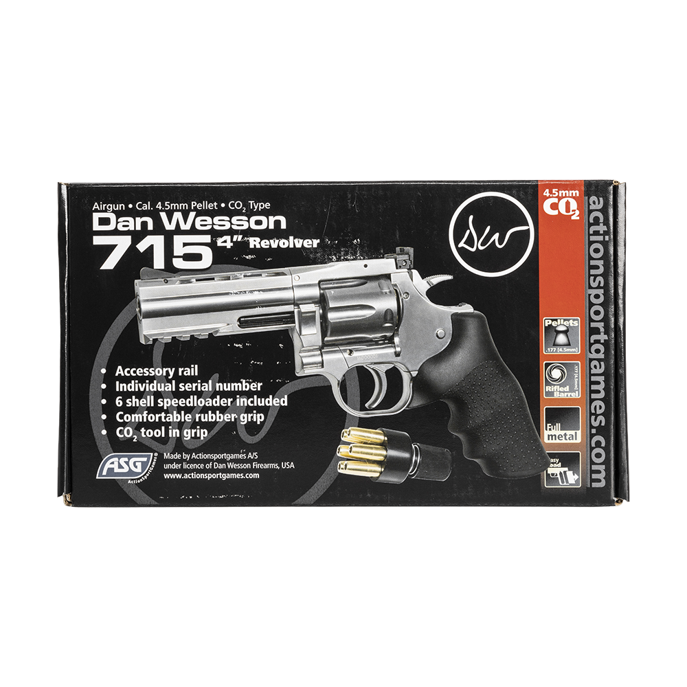 Револьвер пневматический ASG Dan Wesson 715 4" Silver, калибр 4,5 мм. Фото №3