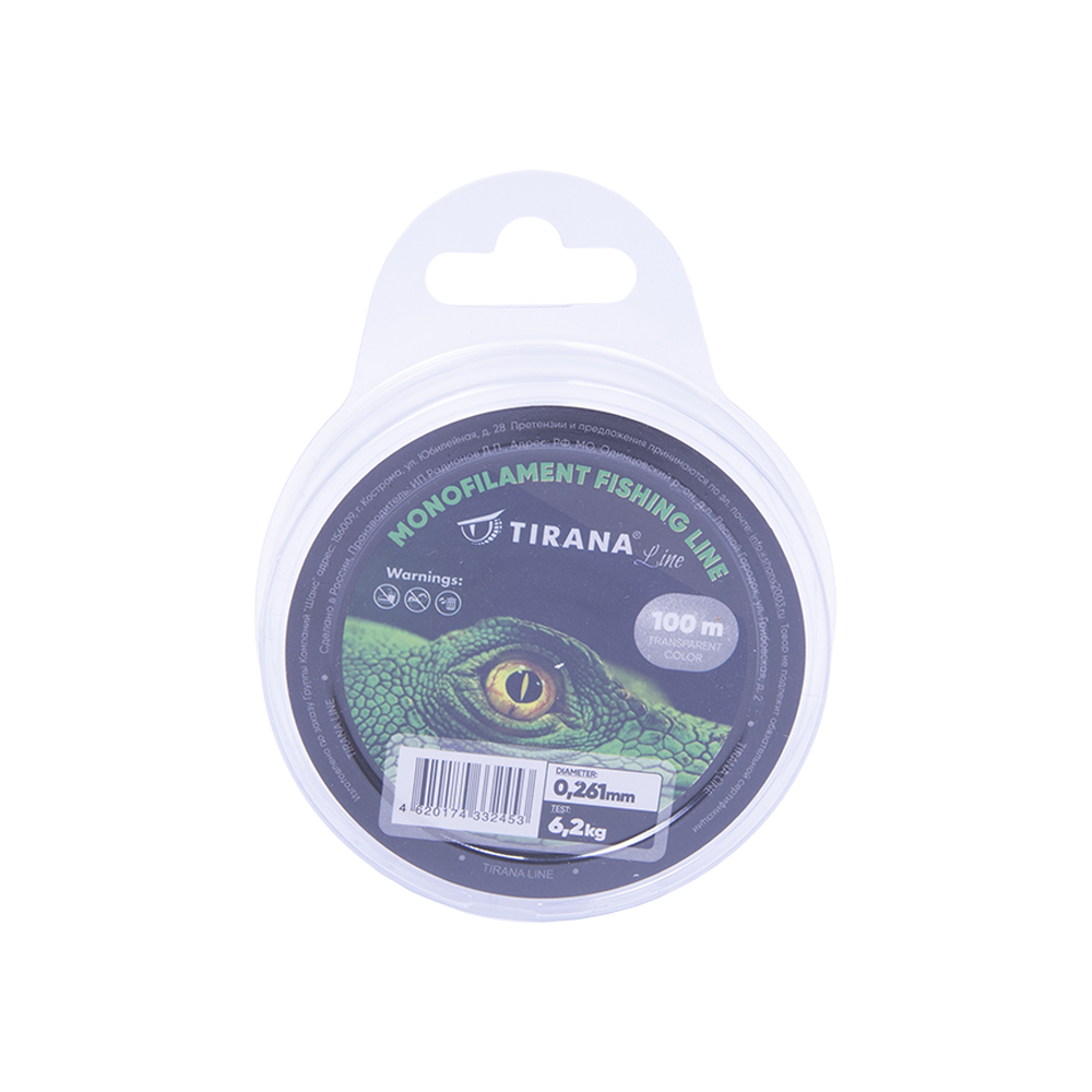 Леска монофильная прозрачная TIRANA LINE 100м - 0,261. Фото №1 Леска монофильная прозрачная TIRANA LINE 100м - 0,261. Фото №1