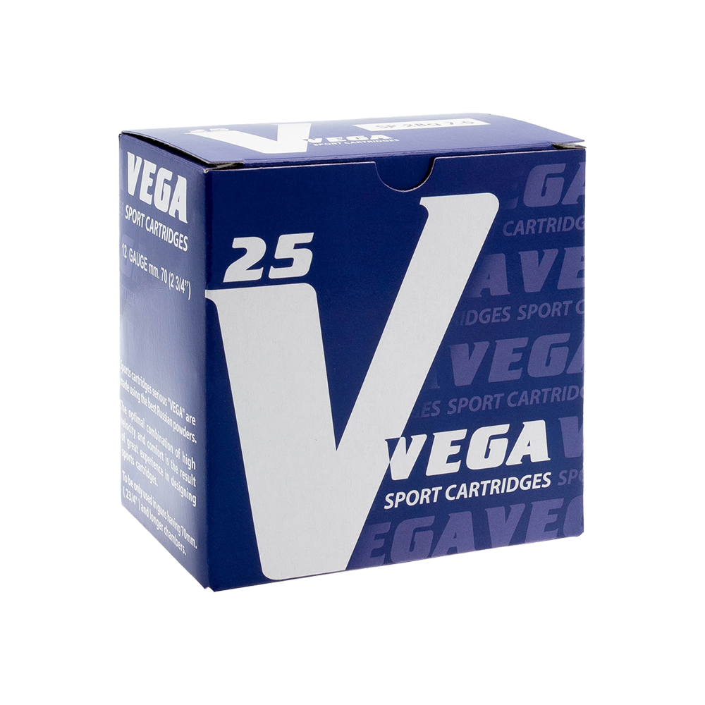 Патрон АЗОТ 12/70 Vega SPORTING дробь № 7,5 28 гр (в пачке 25 шт.) (в коробке 250 шт.). Фото №2