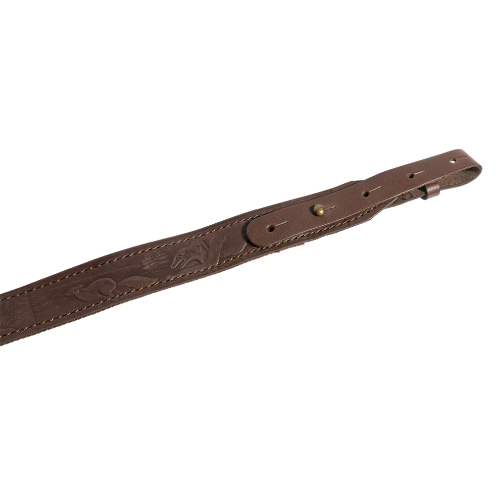 Ремень погонный с противоскользящей стропой с регулировкой (кожа, коричневый) (Хольстер). Фото №2