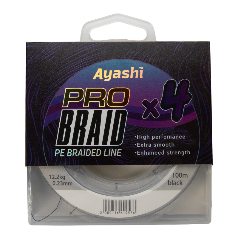 Плетенный шнур Ayashi PRO BRAID-X4 (black) d-0,23mm (100м). Фото №1
