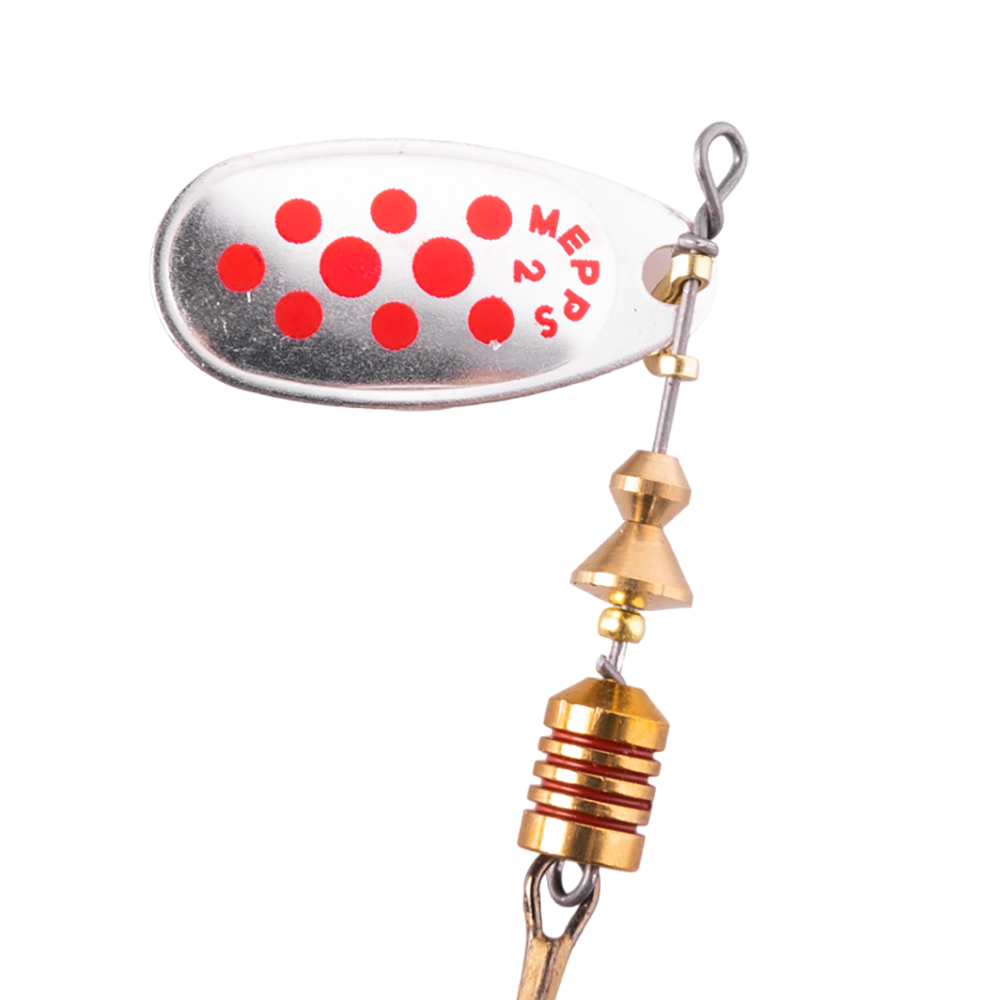 Блесна вращающаяся Mepps Comet PTS №2, 4,5гр, цвет (Silver/Red Dots) серебро/красные точки. Фото №2