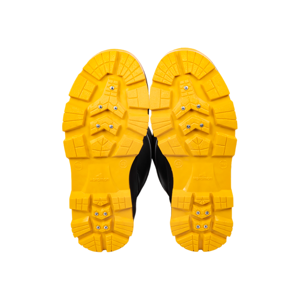 Сапоги NORDMAN QUADDRO с защищенной подошвой ТЭП и шипами, черно-желтые р. 43. Фото №8