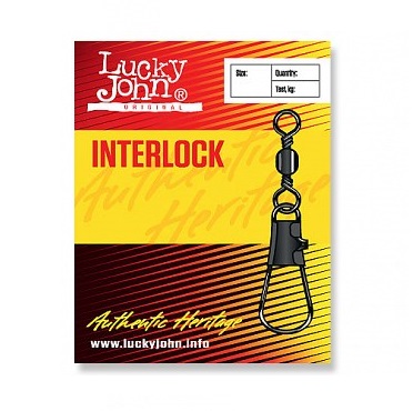Вертлюги с застежкой Lucky John BARREL AND INTERLOCK Black 007 7шт.. Фото №2