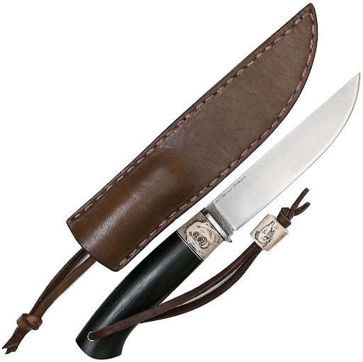 Нож "Лиман" клинок-N690, рукоять-черный граб, рог оленя, пирография. Фото №1