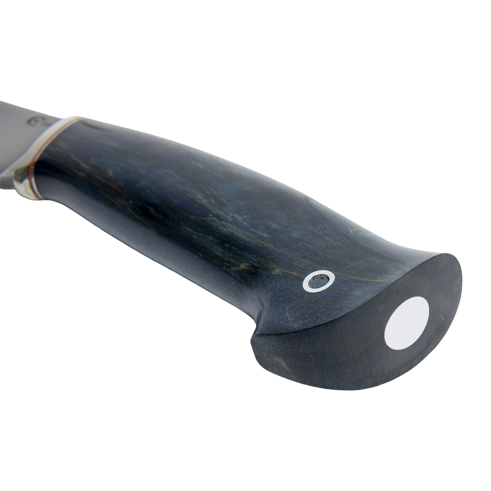 Нож МС Кайман, клинок D2,литье мельхиор, рукоять стабилизированная карельская береза. Фото №5