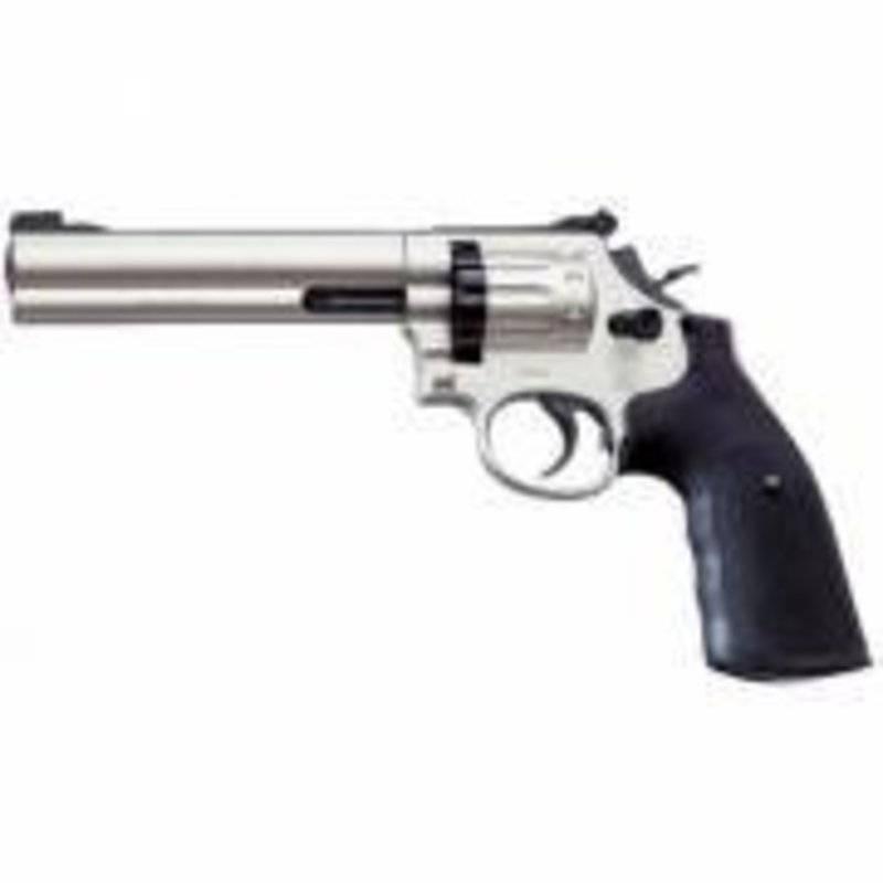 Пистолет пневматический S&W 686-6" (никель с чёрными резиновыми накладками)