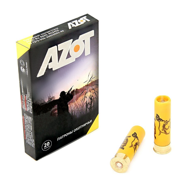 Патрон АЗОТ 20/70 охотничий дробовой 24г Русский Охотник №3 (в пачке 10 шт) (в коробке 340шт). Фото №1