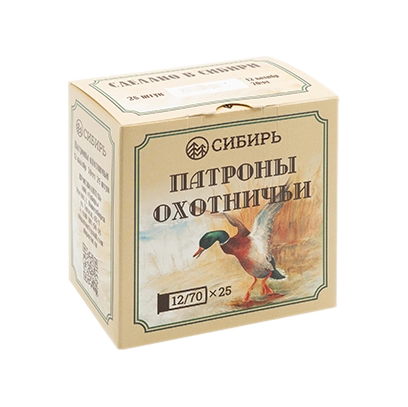 Патрон СИБИРЬ 12/70 охотничий дробовой 28г б/к №9 (в пачке 25 шт) (в коробке 250шт). Фото №1