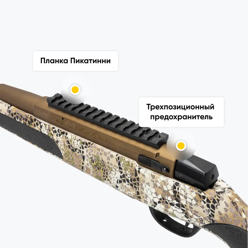 Карабин ATA ARMS Turqua Synthetic Camo Badland Bronze (ложа пластик, без целика и мушки) 470 мм, 308Win. Фото №14