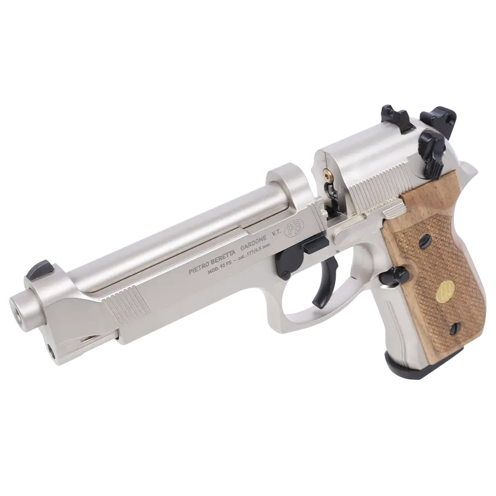 Пистолет пневматический Beretta M92 FS (никель с дерев. накладками). Фото №5