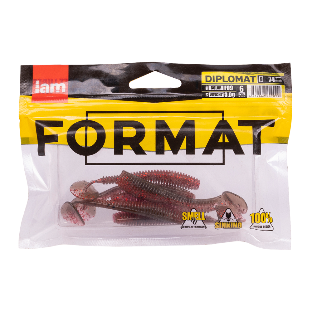 Силиконовая приманка FORMAT DIPLOMAT 74mm, цвет F09, (6шт). Фото №5 Силиконовая приманка FORMAT DIPLOMAT 74mm, цвет F09, (6шт). Фото №5