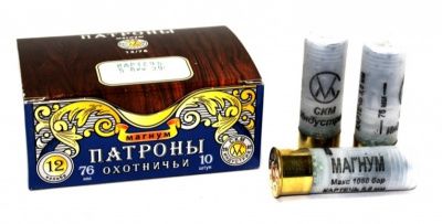 СКМ Патрон охотничий 12/76, 39-43 гр. Магнум Картечь "Гусь-М" "5,6"(п. Импорт) (в коробке 10 шт.). Фото №2