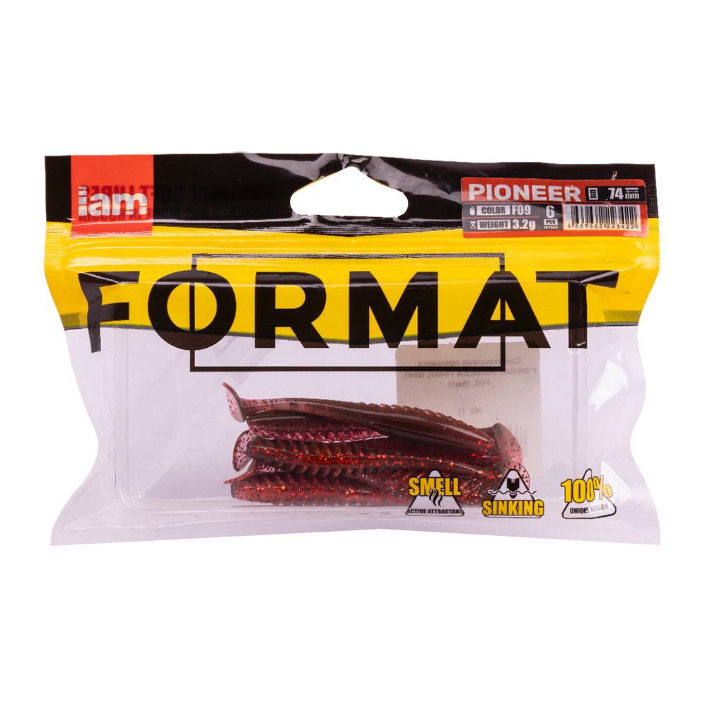 Силиконовая приманка FORMAT PIONEER 74mm, цвет F09, (6шт). Фото №5