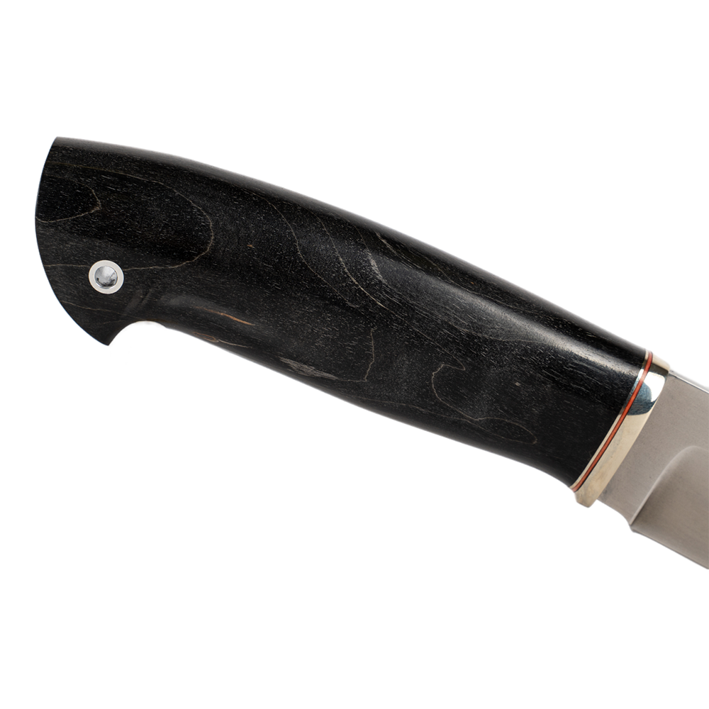 Нож МС Соболь, клинок D2, рукоять стабилизированная карельская береза, литье мельхиор. Фото №2