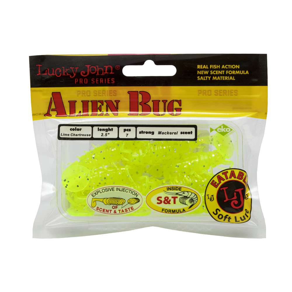 Виброхвост Lucky John Pro Series Alien Bug 2,5" 63мм, (7шт. упак.) цвет 071. Фото №4