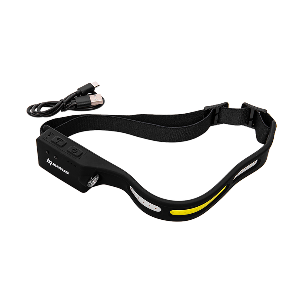 Фонарь налобный сенсорный LED-200 LM, COB-200LM, IPX4, USB NISUS PRO. Фото №1 Фонарь налобный сенсорный LED-200 LM, COB-200LM, IPX4, USB NISUS PRO. Фото №1