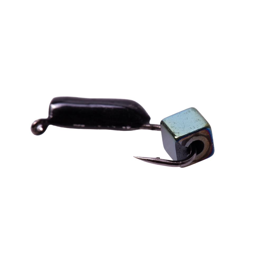 Мормышка вольфрамовая Trye Weight черная "Гвоздекубик" d2,0мм кубик, зеленый (10шт). Фото №2