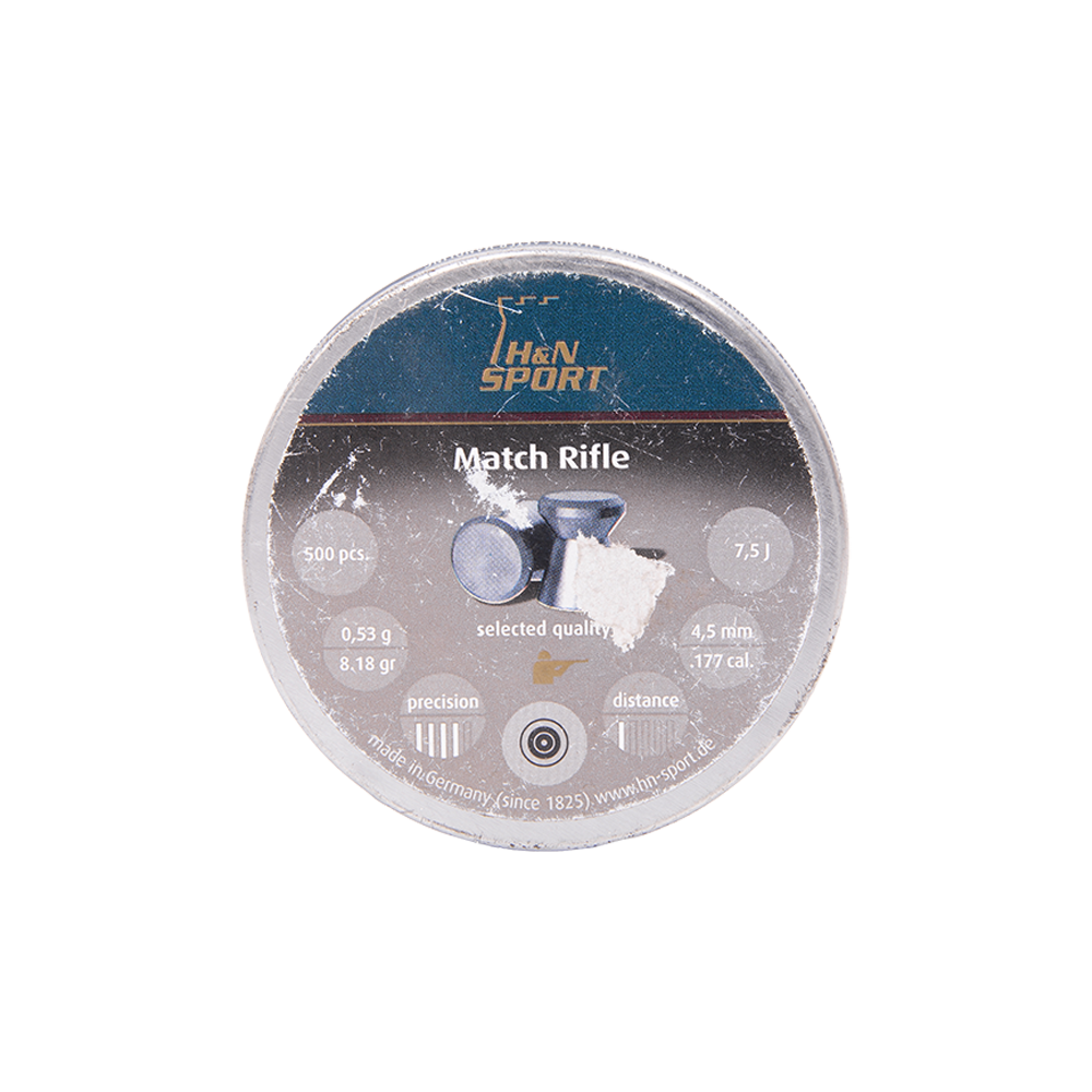 Пуля пневматическая "H&N Match Rifle", для винтовки, гладкоствольная, 4,51 мм., 8,18 гран (500 шт.). Фото №1 Пуля пневматическая "H&N Match Rifle", для винтовки, гладкоствольная, 4,51 мм., 8,18 гран (500 шт.). Фото №1