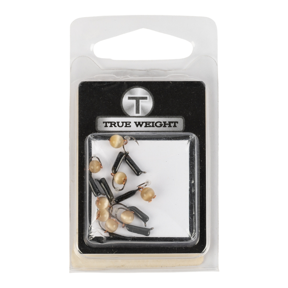 Мормышка вольфрамовая Trye Weight черная "Гвоздешарик" d1,5мм кошачий глаз, желтый (10шт). Фото №1